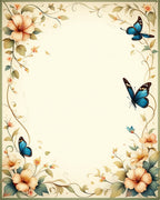 Delicate Floral Vine Butterfly Pattern Rug