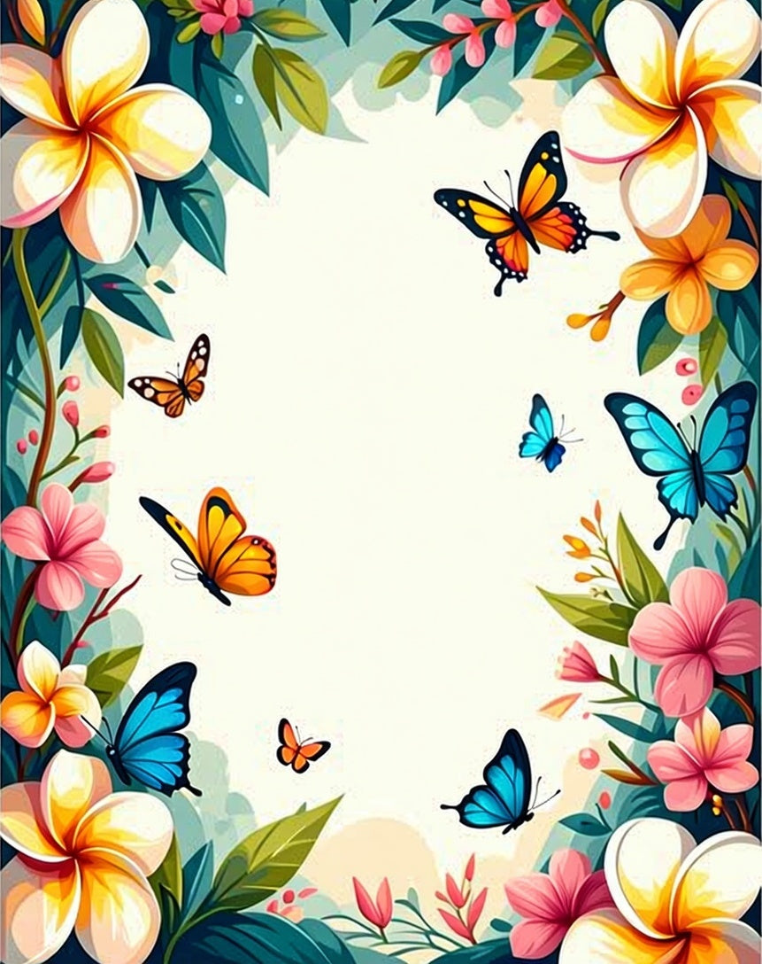 Vibrant Butterflies and Tropical Bloom Rug
