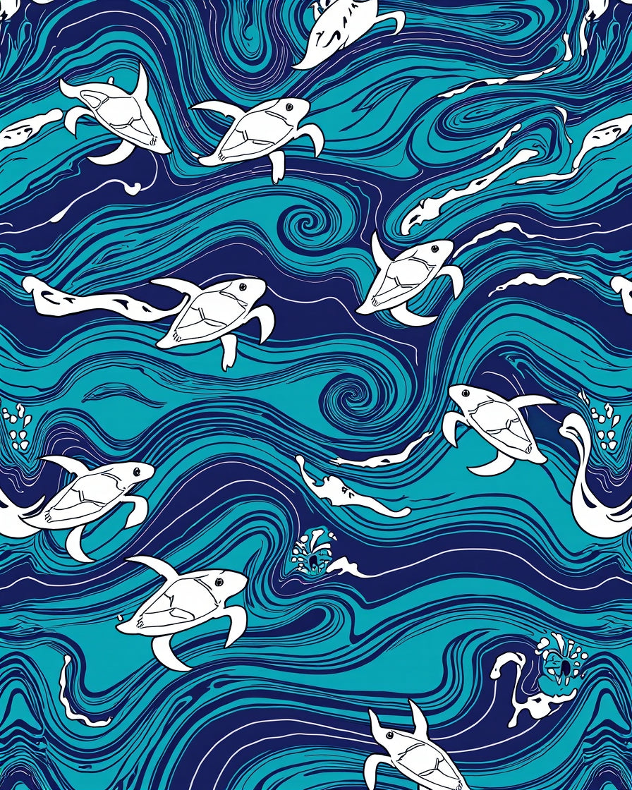 Oceanic Turtle Print Design Rug