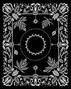 Black White Floral Mandala Border Rug