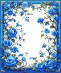 Vibrant Blue Floral Vine Pattern Rug