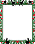 Holiday Deer Pine Holly Collage Rug