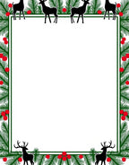 Holiday Deer Pine Holly Collage Rug
