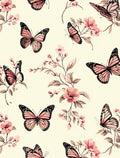 Delicate Pink Butterfly Floral Pattern Rug
