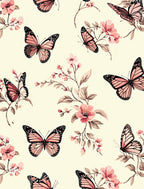 Delicate Pink Butterfly Floral Pattern Rug
