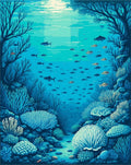 Aquatic Coral Reef Schooling Fish Pattern Rug