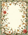 Ornate Floral Vine Scroll Design Rug