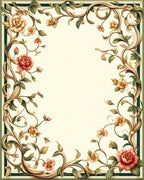 Ornate Floral Vine Scroll Design Rug