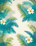 Tropical Floral Leaf Pattern Rug