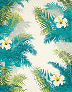 Tropical Floral Leaf Pattern Rug