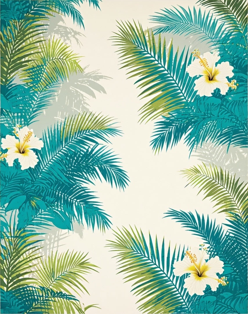 Tropical Floral Leaf Pattern Rug