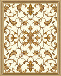 Golden Baroque Leaf Flourish Pattern Rug