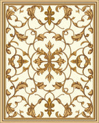 Golden Baroque Leaf Flourish Pattern Rug