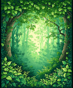 Lush Green Forest Canopy Pattern Rug