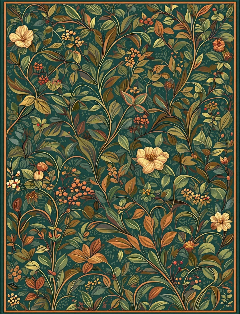 Vintage Floral Vines Pattern Rug