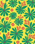 Bold Floral Design Yellow Green Rug