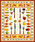 Fruit Utensil Illustrated Pattern Rug