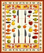 Fruit Utensil Illustrated Pattern Rug
