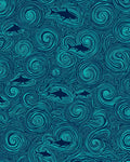 Marine Swirling Pattern Shark Design Rug