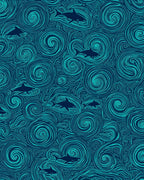 Marine Swirling Pattern Shark Design Rug