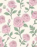 Pink Floral Stem Pattern Design Rug