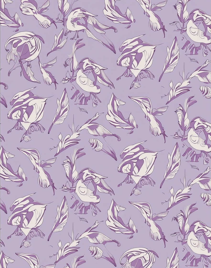Whimsical Feather Floral Pattern Design Rug