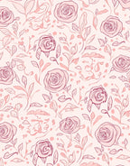 Rose and Leaf Sketchy Pattern Rug
