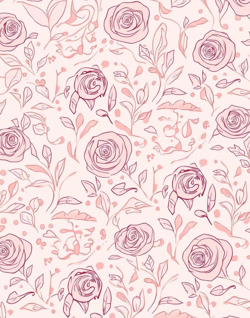 Rose and Leaf Sketchy Pattern Rug