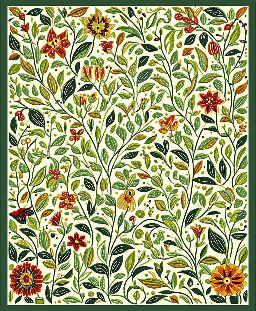 Whimsical Floral Vine Pattern Rug