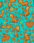 Whimsical Orange Creatures Floral Rug