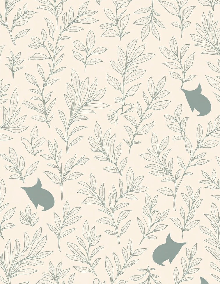 Whimsical Botanical Silhouette Pattern Rug
