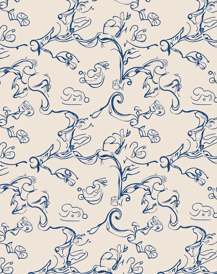 Abstract Swirling Floral Pattern Design Rug