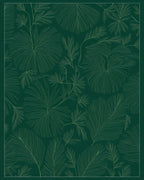 Botanical Line Art Green Pattern Rug