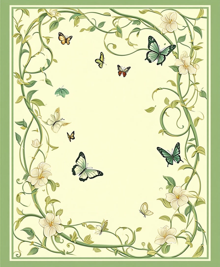 Whimsical Floral Butterfly Pattern Rug