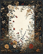 Vintage Floral Garden Botanical Print Rug