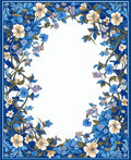 Rich Blue Floral Vine Pattern Rug