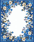 Rich Blue Floral Vine Pattern Rug