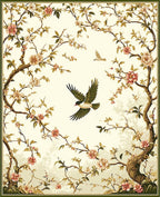 Chinoiserie Floral Bird Pattern Rug