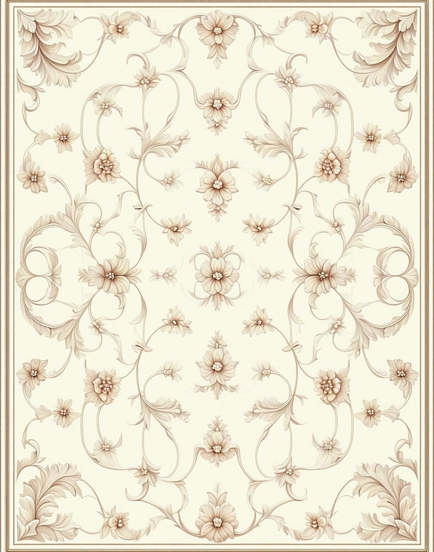 Elegant Floral Baroque Inspired Rug