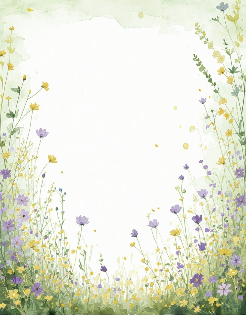 Delicate Wildflower Meadow Watercolor Rug