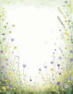 Delicate Wildflower Meadow Watercolor Rug