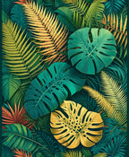 Lush Tropical Leaf Pattern Rug