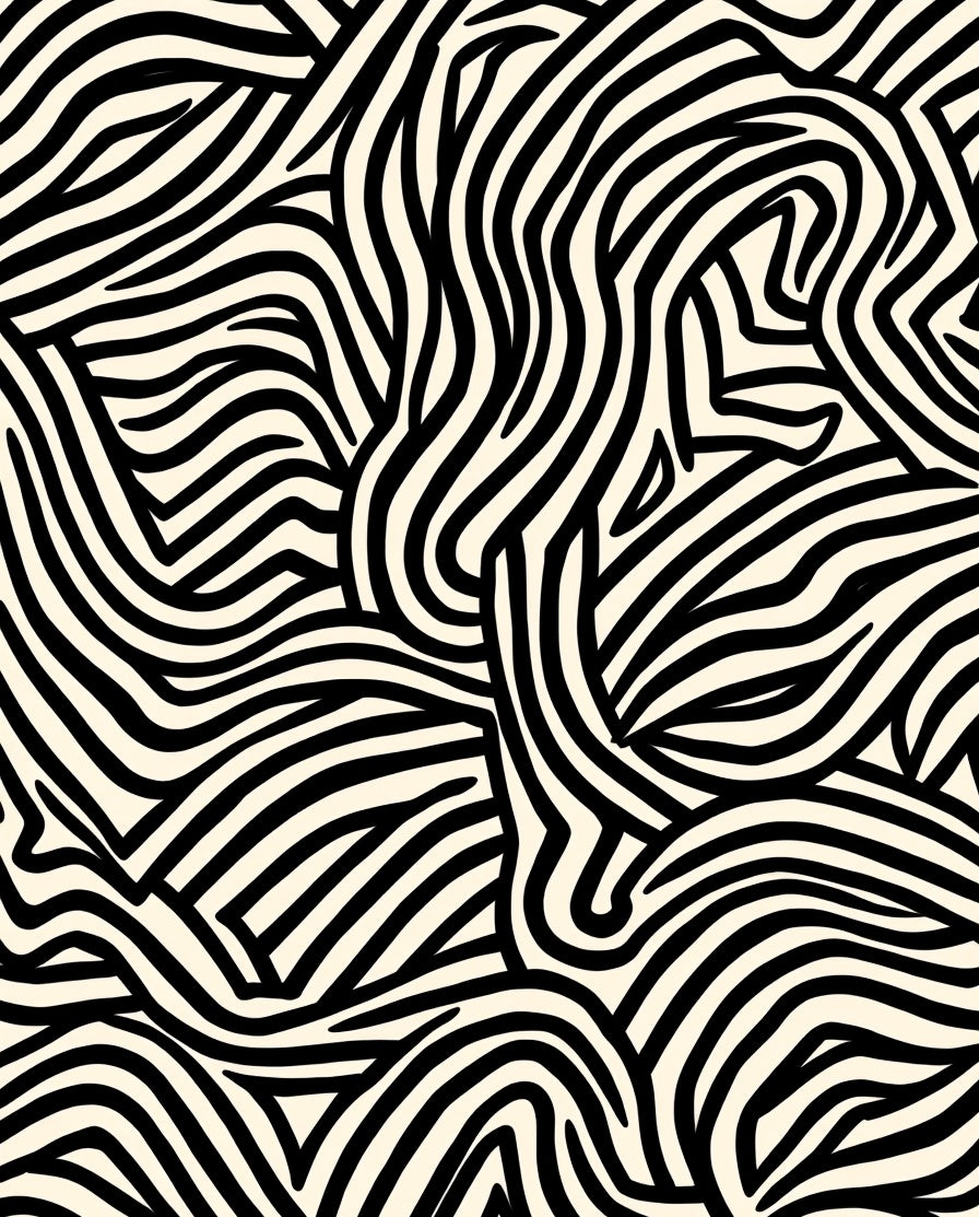 Bold Black White Striped Abstract Rug