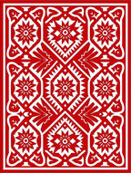 Vibrant Red Floral Geometric Medallion Rug