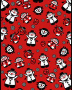 Cheerful Snowman Winter Folk Art Rug