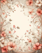 Elegant Floral Scroll Soft Peach Rug
