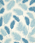 Tropical Leaf Patterned Blue Fibers Rug