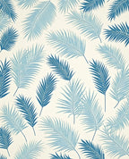 Tropical Leaf Patterned Blue Fibers Rug