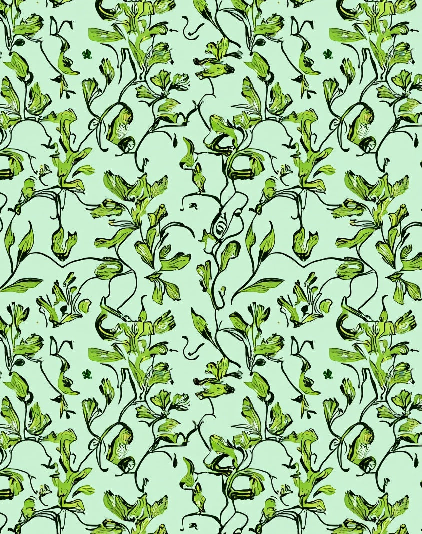 Botanical Vines On Light Green Rug