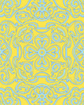 Art Nouveau Yellow Blue Floral Pattern Rug